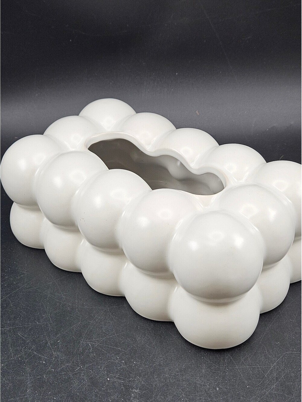 White Ceramic Bubble Tissue Box Cover Modern Pop Art Decor Dopamine Art